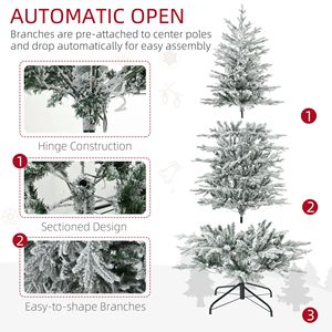 Albero di Natale Artificiale Preilluminato Alto 180 cm con 636 Rami Innevati, 250 Luci Giallo Caldo Trasparenti, Decorazione Natalizia con Apertura Automatica - Product Image 3