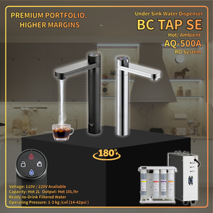 Distributeur d'eau sous évier BC TAP SE, système RO à eau chaude et à température ambiante, capacité de 2 L, robinet pivotant à 180 degrés en acier inoxydable - Product Image 1