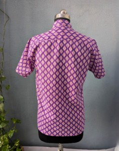 Camisa Casual de Manga Corta con Estampado Morado para Hombre, con Cuello Camisero, Tela de Algodón para Verano - Product Image 6