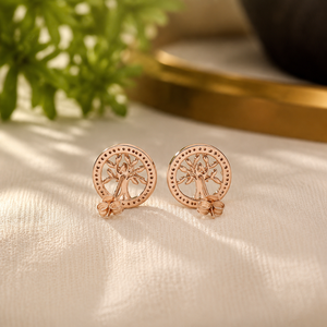 Boucles d'oreilles clous en moissanite pour femme, motif arbre, taille brillante ronde, pour cadeau de mariage, bijoux - Product Image 4