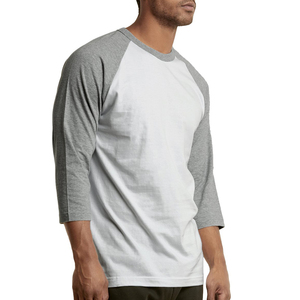Custom <b>High</b> Quality Casual Contrast Raglan Long Sleeves Shirts Cotton Screen Print Oversize Rib Collar <b>Tshirts</b> for <b>Men</b> - Product Image 1