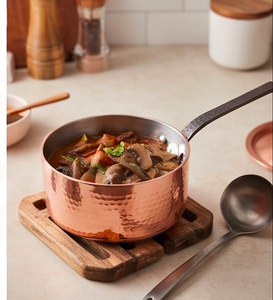 Copper Hammered Handle Sauce <b>Pan</b> And Copper Lid Minimalist Design Durable Metal Cookware For Gas And <b>Induction</b> Stoves - Product Image 3