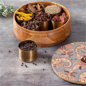 Premium Eco-Friendly Wooden Spice <b>Box</b> for Kitchen Counter Organization Hand Wash Only <b>Herbs</b> Masala Storage Home Cooking Supplies - Product Image 6