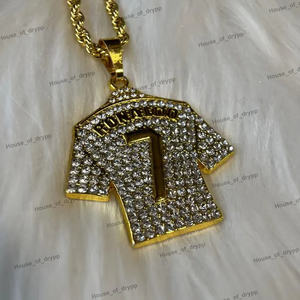 Pendentif maillot de football argenté numéro sept de Ronaldo, serti de diamants de moissanite, chaîne tendance pour les fans de football - Product Image 5