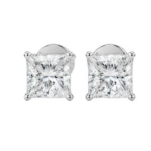 Premium Cushion Cut Solitaire Diamond <b>Stud</b> Earrings 18K White Gold Four Prong Bridal Office Wear Luxury Gifting Fine Jewelry - Product Image 1