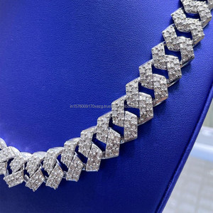 Cadena Cubana Miami con Incrustaciones de Diamantes Moissanite de Calidad VVS1, Diamantes Naturales y Plata de Ley 925 - Product Image 2