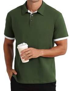 Camisetas Casuales para Hombre, Corte Ajustado, Cuello con Solapa, Diseño de Contraste de Color, Microelásticas - Product Image 5