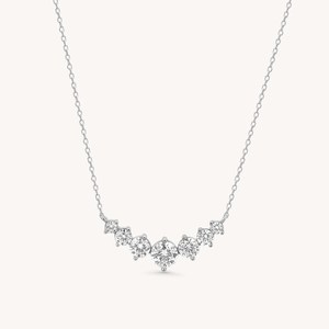 สร้อยคอเพชรคลัสเตอร์เจ็ดเม็ดทอง 14K/18K เพชรทรงกลมเพาะเลี้ยงในห้องปฏิบัติการ สร้อยคอแต่งงานเงินแท้ 925 สร้อยคอเรียบหรูมินิมอล - Product Image 2