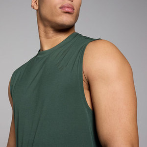 Summer Hot Selling Cut Out Loose Fit Singlet Gym Tank Top Blank Round Neck Polyester Spandex Stretchable <b>Athletic</b> Plus Size - Product Image 6