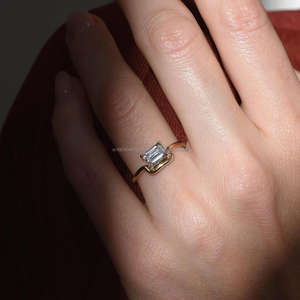 IGI/GIA Lab Grown Vintage 14k or jaune mariage/bague de fiançailles diamant coupe ronde unisexe parfait anniversaire et cadeau de fête - Product Image 3