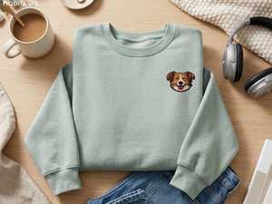 <b>Custom</b> Embroidered <b>Pet</b> <b>Portrait</b> Crewneck Sweatshirt Personalized Dog Face Pullover Gift for Dog Lovers Wholesale - Product Image 3