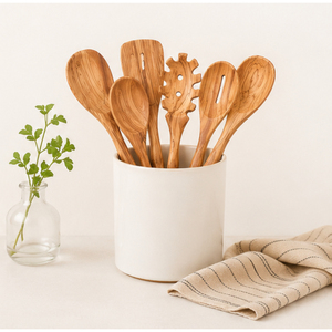 Elegante Juego de Utensilios de Cocina de Madera de Diseño, Cucharas de Cocina de Madera Natural Ecológicas, Espátula, Servidor de Pasta con Logotipo Personalizado - Product Image 6