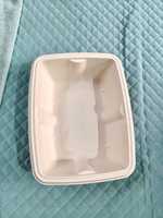 Conteneur alimentaire rectangulaire en bagasse écologique de 750 ml avec couvercle |   Boîte à lunch jetable biodégradable pour mariage