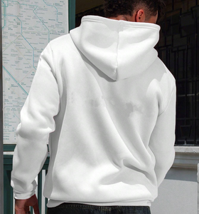 Nouveau sweat-shirt à capuche zippé blanc pour homme, couleur unie, coupe décontractée, logo imprimé sur le devant, en polaire polyester, idéal pour l'automne - Product Image 3