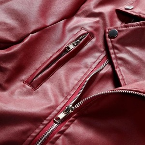 OEM Custom Design Coated Spring Solid Color Casual Stand Collar Zipper Front Vintage Motorcycle <b>Leather</b> <b>Jackets</b> for <b>Men</b> - Product Image 4