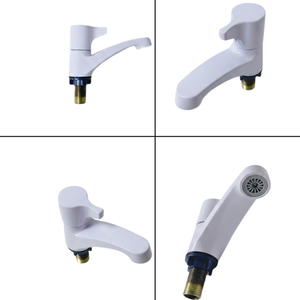 Grifo de Lavabo Moderno de Aleación de Zinc, Blanco, de un Solo Orificio, para Montar en el Suelo, para Baño, Modelo KSLA-09 KSN Vietnam - Product Image 3