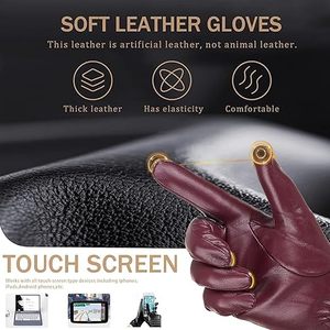 <b>Women</b>’s Genuine Leather <b>Gloves</b> Elegant Burgundy Leather <b>Gloves</b> for <b>Women</b> Fashion Winter <b>Driving</b> <b>Gloves</b> - Product Image 6