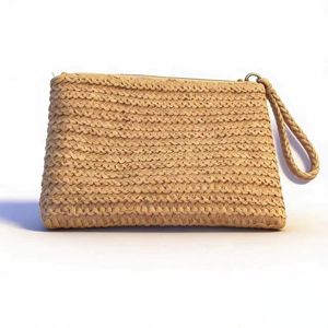 Bolsos de mano cuadrados pequeños de paja tejida populares al por mayor de fábrica para mujer, impermeables, con cremallera y forro de nailon, portátiles - Product Image 5
