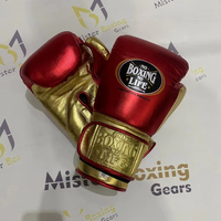 Gants de boxe professionnels neufs de marque Wholesale Brand New Article Red Gold No Boxing No Life pour le combat, le sparring et l'entraînement.