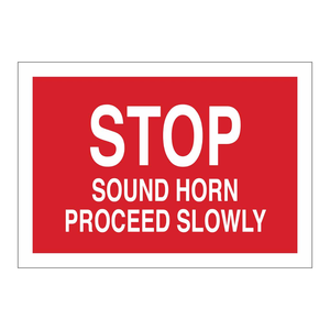 Panneau de signalisation de sécurité Brady - Stop - Klaxon sonore - Prolonger la marche lentement - 10x14 pouces - Pour les zones de travail industrielles - Product Image 1