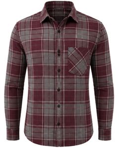 Camisa de Franela a Cuadros Marrón Grisáceo Personalizada para Hombre, Corte Slim Fit, Manga Larga, Botones, Algodón, Estilo Casual - Product Image 2