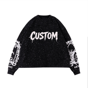280Gsm Men's Rhinestone t Shirt Custom Streetwear Boxy <b>Tshirt</b> Oversized Cotton Heavyweight Graphic A - Product Image 1