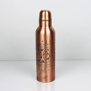 Bouteille d'eau en cuivre couleur terre naturelle, finition lisse, bouteille en cuivre personnalisée, bouteille en cuivre fabriquée en usine - Product Image 1