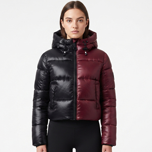 Veste matelassée pour femme, manteau d'hiver à capuche, manches longues, longueur courte, veste matelassée pour femme, fermeture éclair sur les manches longues - Product Image 6