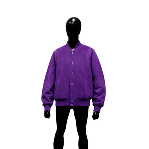 Veste universitaire en laine 100% PREMIUM PURPLE, vêtement d'extérieur élégant pour homme, couleur unie, décontractée, hiver, col rabattu, coupe classique - Product Image 1