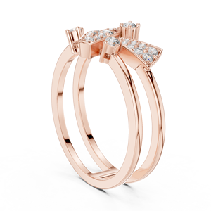 Bague Moderne en Grappe, Bague Géométrique Abstraite en Diamant, Bague Asymétrique en Or Prisme, Bague Double Bande Scintillante Mosaïque, Av - Product Image 4