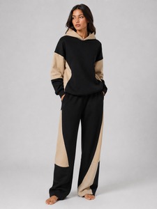 OEM Custom Logo Winter Casual 100% Cotton Eco-Friendly Women's Tracksuit 2-Piece Set Cropped <b>Hoodie</b> & Jogger Sweatpants - Product Image 6