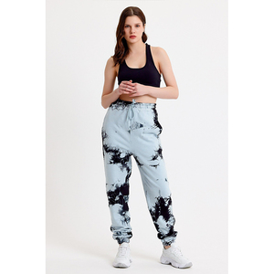 Pantalon de jogging tie-dye pour homme, taille élastique avec cordon de serrage, bas de jambe côtelé, décontracté, léger, en coton et élasthanne, pour l'été - Product Image 3