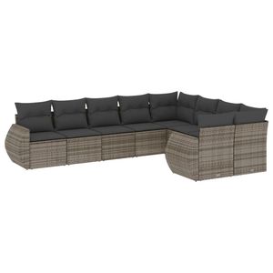 Conjunto de Sofás de Jardín de Ratán PE Gris y Acero con Recubrimiento en Polvo, Muebles de Exterior Duraderos - Product Image 2
