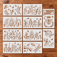 Pochoirs de fleurs, d'oiseaux, de papillons et d'abeilles pour la peinture, modèles botaniques réutilisables en plastique PET pour le bois, les murs, les tissus, les travaux manuels DIY
