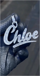 Pendentif Lettre Personnalisé Luxe, Sertissage Intense, en Argent 925 Plaqué Or, Moissanite, Style Hip Hop, Breloques Pendentifs Lettres Personnalisables - Product Image 2