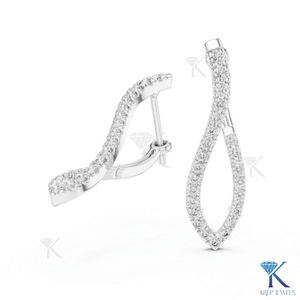 Boucles d'oreilles pendantes en diamant CVD cultivé en laboratoire, torsadées, pavées, avec fermoir Omega, en or massif 14 carats, bijoux fins pour femmes, pour mariage - Product Image 5