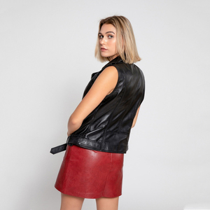 Chaleco de Cuero Tejido para Mujer, Invierno, Cierre de Cremallera, Sin Mangas, Personalizable, Bolsillos Sólidos - Product Image 5