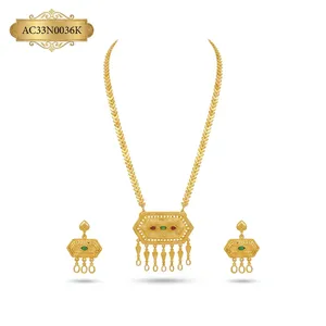 Ensemble de colliers hexagonaux en laiton plaqué or, bijoux fantaisie pour femmes, style ethnique, chaîne Figaro AC33N0036K - Product Image 2
