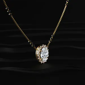 Pendentif demi-fleur en diamant ovale cultivé en laboratoire, diamant CVD, or, couleur D-E, clarté VVS-VS, certifié IGI, pour fiançailles et mariage - Product Image 4