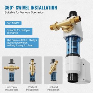 Filtro Sedimentario per Tutta la Casa ad Alta Portata 40 Micron, Filtro Spin-Down MNPT da 3/4'' per Acqua di Pozzo 4 T/H - Product Image 6
