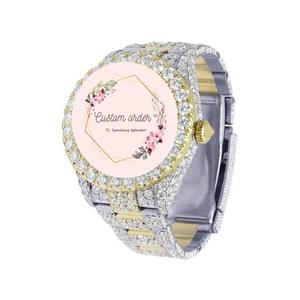 Reloj Automático de Lujo Personalizado con Moissanita para Hombre y Mujer, Correa Brillante, Analógico, con Certificación de Diamantes, Diseño Elegante - Product Image 2