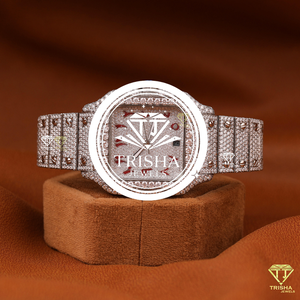 Reloj de Lujo con Diamantes Moissanite, Diseño de Esfera Cuadrada, Piedras Redondas Brillantes y Estilo Excepcional - Product Image 4