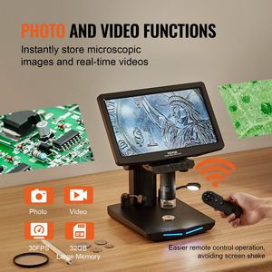 Écran IPS 7 pouces pour microscope numérique LCD HDMI pour adultes, microscope électronique de soudage 1200X, 8 lumières LED, 2 microscopes flexibles - Product Image 5