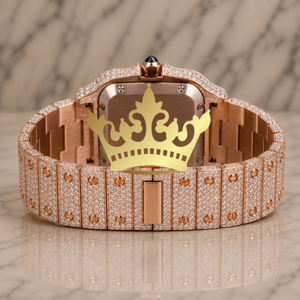 Reloj de Pulsera de Diamantes en Oro Rosa de Diseño, Esfera con Números Romanos, Reloj de Moda de Lujo para Hombre - Product Image 2