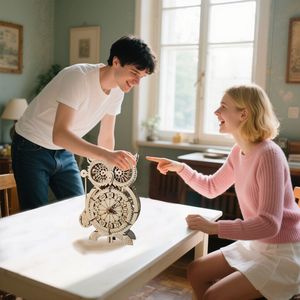 3D Wooden Puzzle Owl <b>Clock</b> Model Kits Unique Handmade Craft for Christmas Gift Desk & <b>Table</b> <b>Clocks</b> - Product Image 4