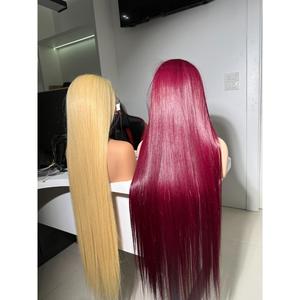 Perruque lisse et volumineuse avec frange, cheveux vierges vietnamiens, brun foncé pré-coloré, ligne de cheveux naturelle, vente en gros - Product Image 6