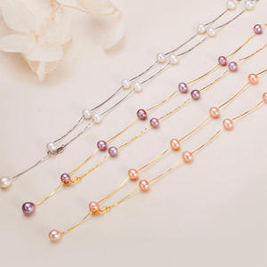 Collar de Perlas de Agua Dulce con Forma de Arroz y Cadena de Caja de Perlas de Zhuji al por Mayor para Mamá, Collar de Perlas de Aleación de Cobre con Diseño de Cielo Estrellado para Mujer - Product Image 4