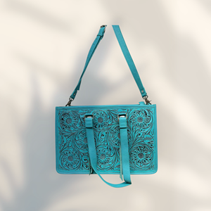 Nuevo Diseño 2026, Bolso Tote de Cuero Genuino Azul, Estilo Occidental con Cierre, Bolsillo para Pistola, Forro de Lona Premium, Venta al Por Mayor para Mujer - Product Image 2