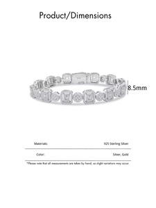 Bracelet tennis en argent sterling 925 avec diamants taille émeraude pour femme, bijou de luxe pour mariage et soirée, cadeau idéal - Product Image 2