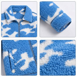 Online Selling Blue Camouflage <b>Fleece</b> Jacket Zipper Closure Turn-down Collar Casual Winter Wear Regular Fit Knitted <b>Sherpa</b> Coat - Product Image 6